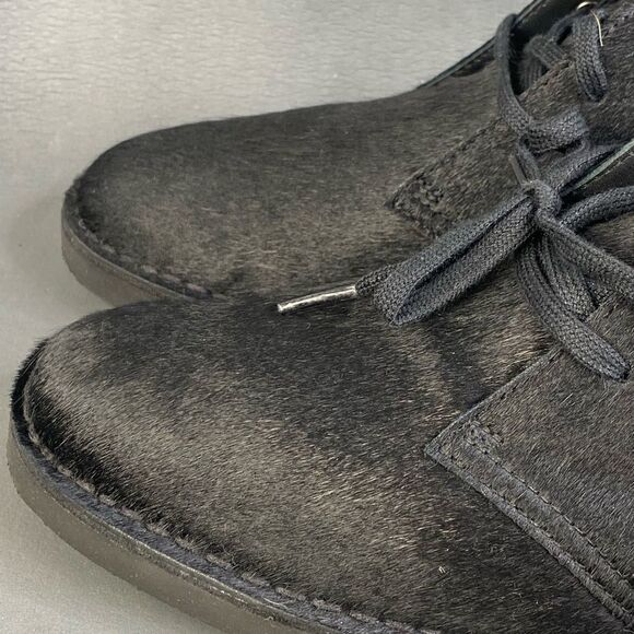 Clarks Womens Desert Genuine Calf Hair black Chukka boot shoes size 10 - Picture 4 of 9